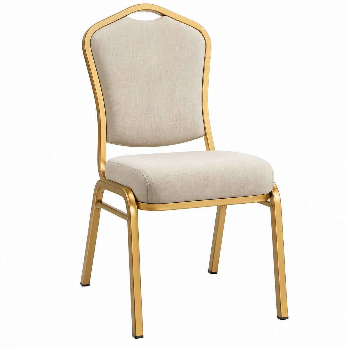 Sedia da pranzo imbottita beige e oro con schienale sagomato, 46 x 56 x 94 cm