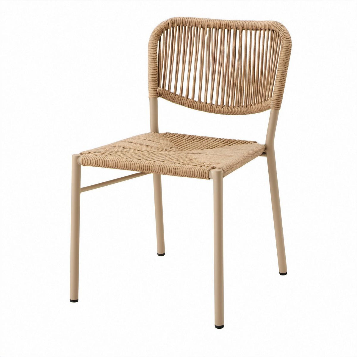 Sedia da pranzo beige con struttura in acciaio e corda in polipropilene, 53 x 56 x 78 cm