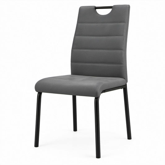 Sedia da pranzo grigia in similpelle PU con schienale alto e maniglia, 43 x 56 x 98 cm