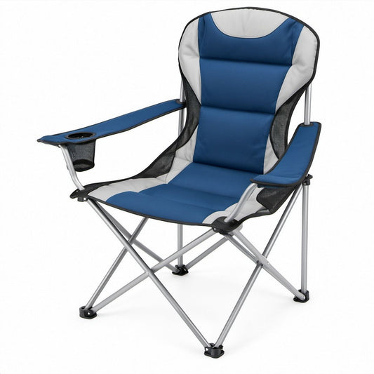 Sedia da campeggio pieghevole imbottita Blu, Grigio, Nero e Argento 60 x 90 x 100 cm