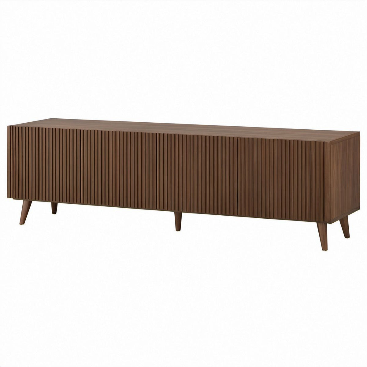 Mobile porta TV in MDF effetto noce con 3 ante scanalate, 200 x 40 x 60 cm