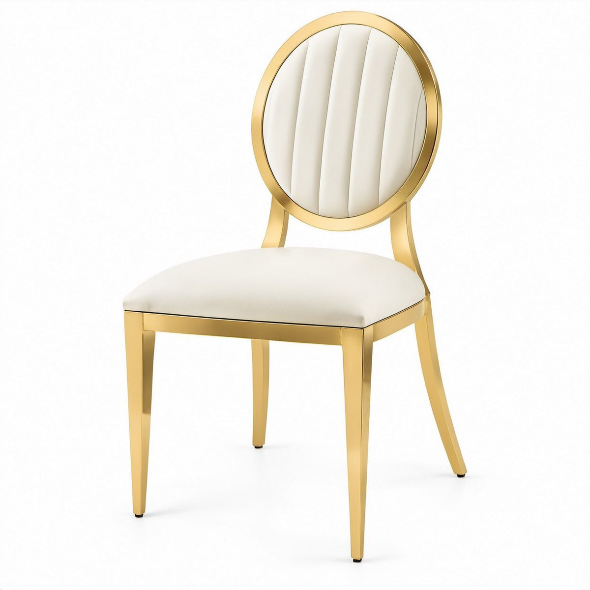 Sedia imbottita avorio e oro in similpelle PU e acciaio inox, 48 x 55 x 98 cm