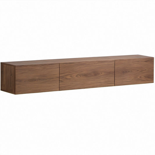 Mobile TV sospeso in MDF impiallacciato noce con 3 ante, 180 x 40 x 35 cm